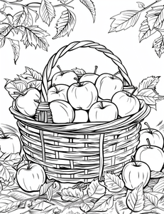 Basket of Apples Coloring Page