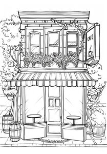 Cafe Coloring Page