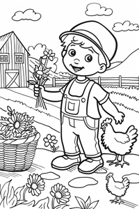 Boy Farmer Coloring Page