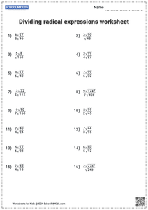 Dividing Radical Expressions