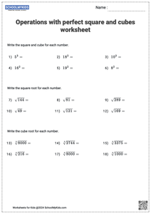 Perfect Squares and Cubes Operations