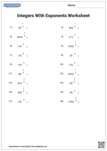 Solving Integers with Exponents