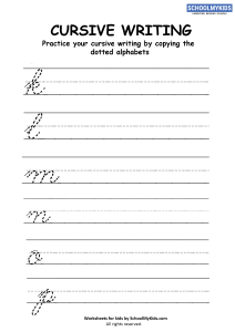 Cursive Writing Practice: Cursive Letters K-P worksheet for Third Grade ...