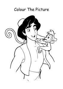 Aladdin and Abu from Aladdin Coloring Pages worksheet for Kindergarten