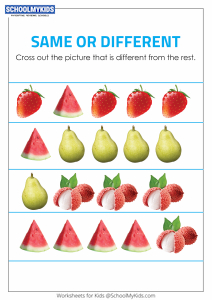 Identify the Different Objects - Same and Different worksheet for ...