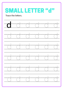Writing Small Letter d - Lowercase Letter Tracing Worksheets for