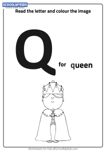 read letter q and color the queen worksheets for preschool kindergarten grade art and craft worksheets schoolmykids com