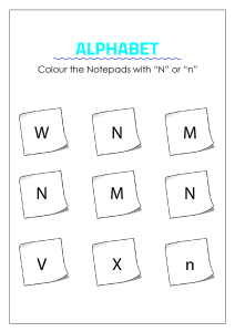 color the notepads with letter n capital and small letter identification worksheets for preschool kindergarten grade english worksheets schoolmykids com