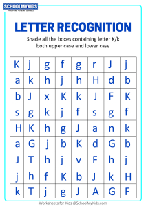 identify uppercase and lowercase letter k letter recognition worksheets for preschool kindergarten grade english worksheets schoolmykids com