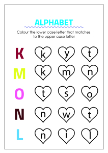 color matching uppercase and lowercase letters k to o worksheets for kindergarten preschool grade art and craft worksheets schoolmykids com