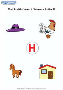 letter h sound word pictures matching letters to pictures worksheets for preschool kindergarten first grade english worksheets schoolmykids com