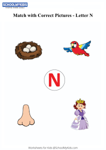 Letter N sound word pictures - Matching Letters to Pictures worksheet ...