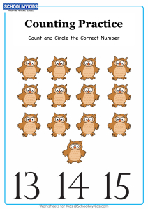 count and circle the correct number up to 15 worksheets for preschool kindergarten grade math worksheets schoolmykids com