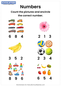 Count And Circle The Correct Number worksheet for Preschool ...