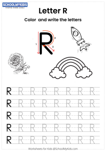 Color and Write the Letter R worksheet for Preschool,Kindergarten,First ...