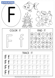 Tracing coloring and writing alphabet F worksheet for Preschool ...