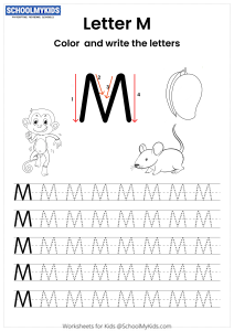 Color and Write the Letter M worksheet for Preschool,Kindergarten,First ...