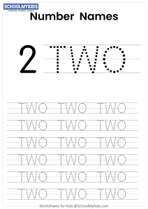 Tracing Number Words - Number 2 worksheet for Kindergarten,First Grade ...