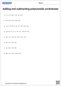 Adding and Subtracting Polynomials