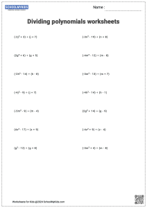 Dividing Polynomials