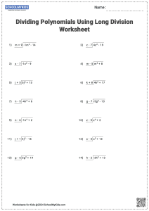 Dividing Polynomials Using Long Division