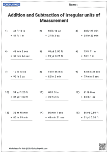 Addition and Subtraction of Irregular units of Measurement